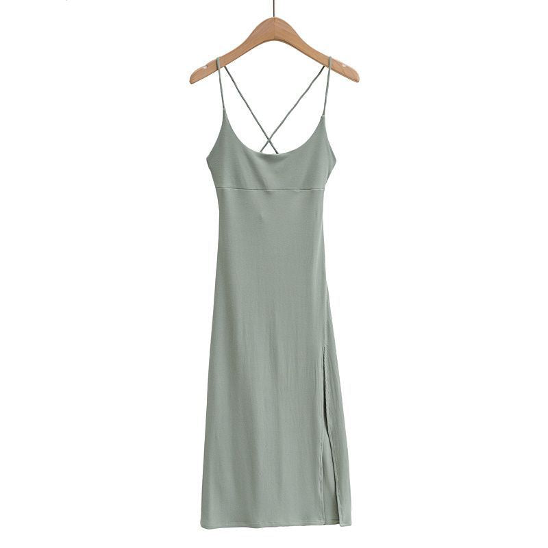 green satin dress formal Pleated Slip Dress – udelny.com main image 1